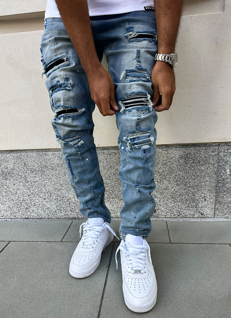 Repaired Paint Jeans Light Blue – N V L T Y - Main Image