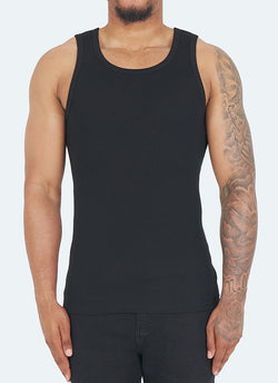 Essential Heavy Ribbed Vest - Black