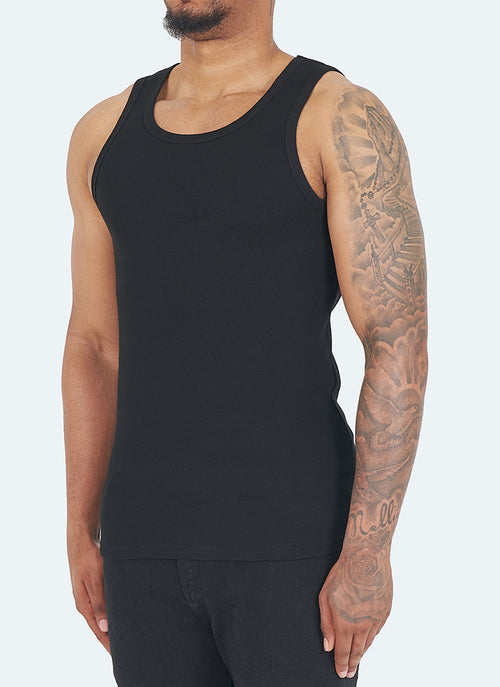 Essential Heavy Ribbed Vest - Black