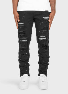Repaired Paint Jeans - Black