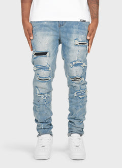 Repaired Paint Jeans - Light Blue