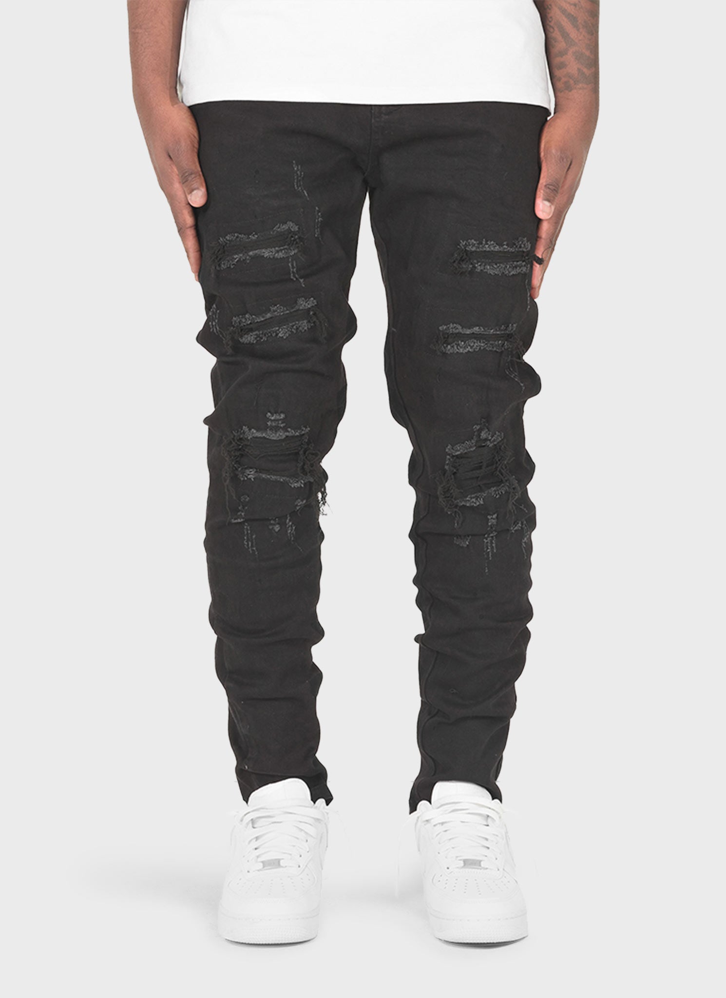Ripped & Repaired Jeans - Black