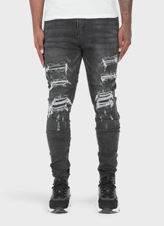 Ripped & Repaired Jeans - Grey