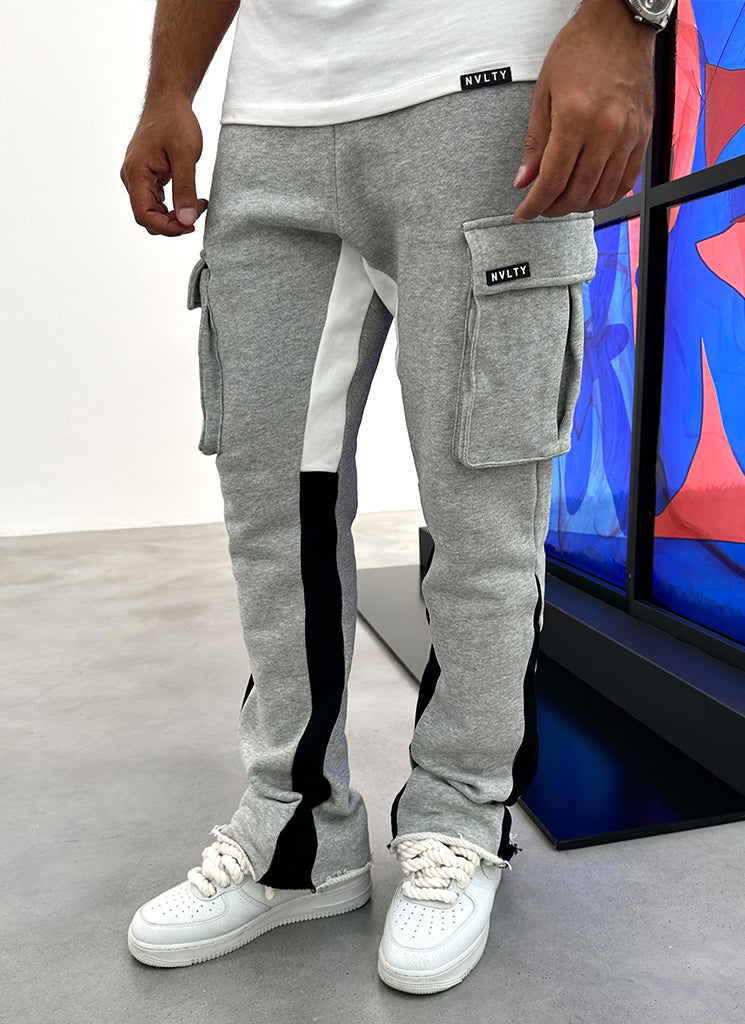 Vintage Flare Cargo Joggers - Grey