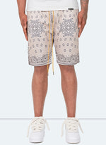 Paisley Mesh Shorts - Stone