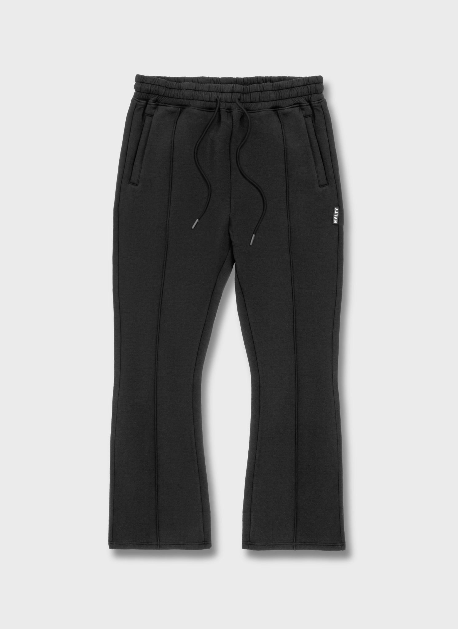 Scuba Structured Flare Pleat Joggers - Black