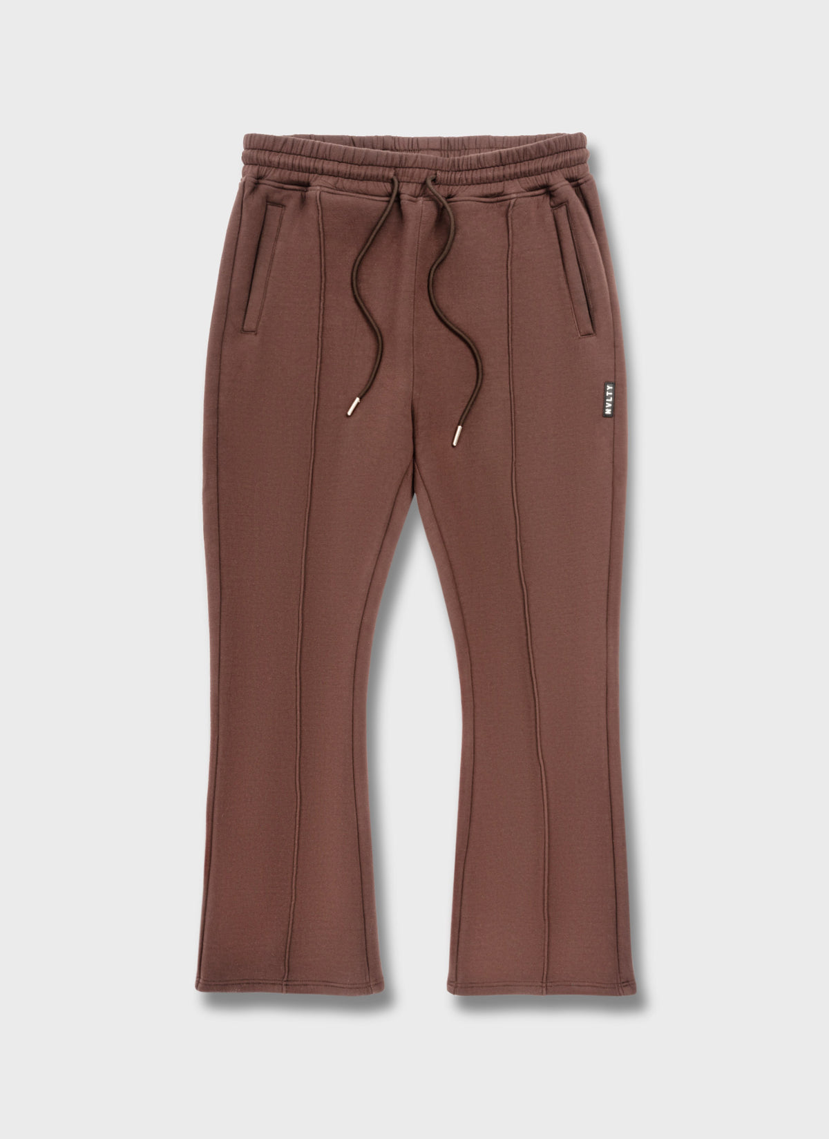 Scuba Structured Flare Pleat Joggers - Brown