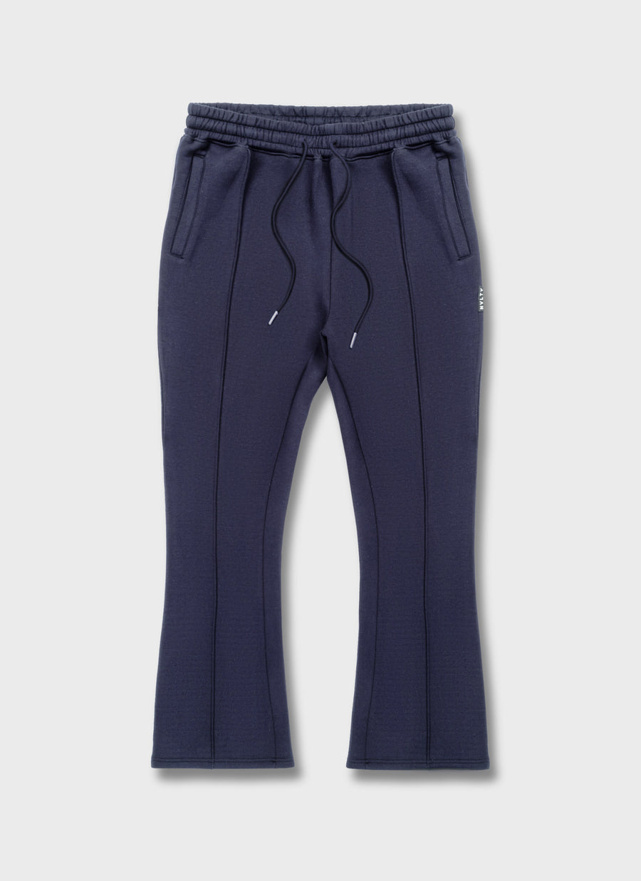 Scuba Structured Flare Pleat Joggers - Navy