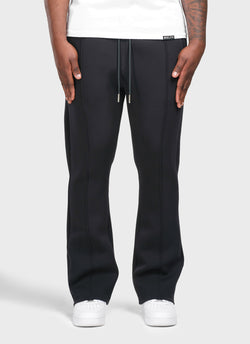 Scuba Structured Flare Pleat Joggers - Black