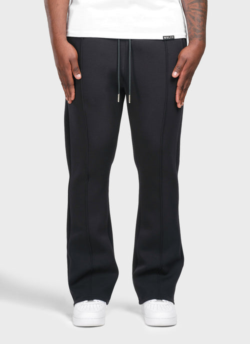 Scuba Structured Flare Pleat Joggers - Black