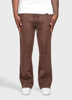 Scuba Structured Flare Pleat Joggers - Brown