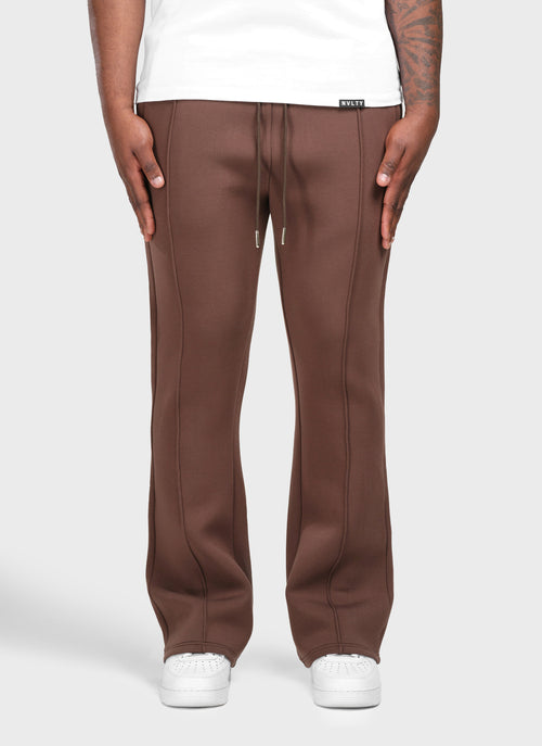 Scuba Structured Flare Pleat Joggers - Brown