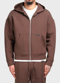 Scuba Structured Zip Hoodie - Brown