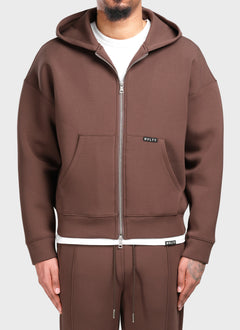 Scuba Structured Zip Hoodie - Brown