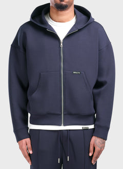 Scuba Structured Zip Hoodie - Navy