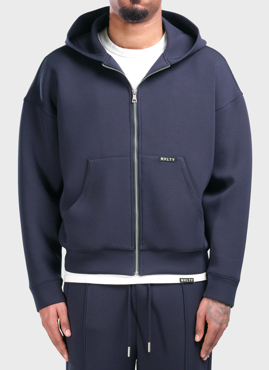 Scuba Structured Zip Hoodie - Navy
