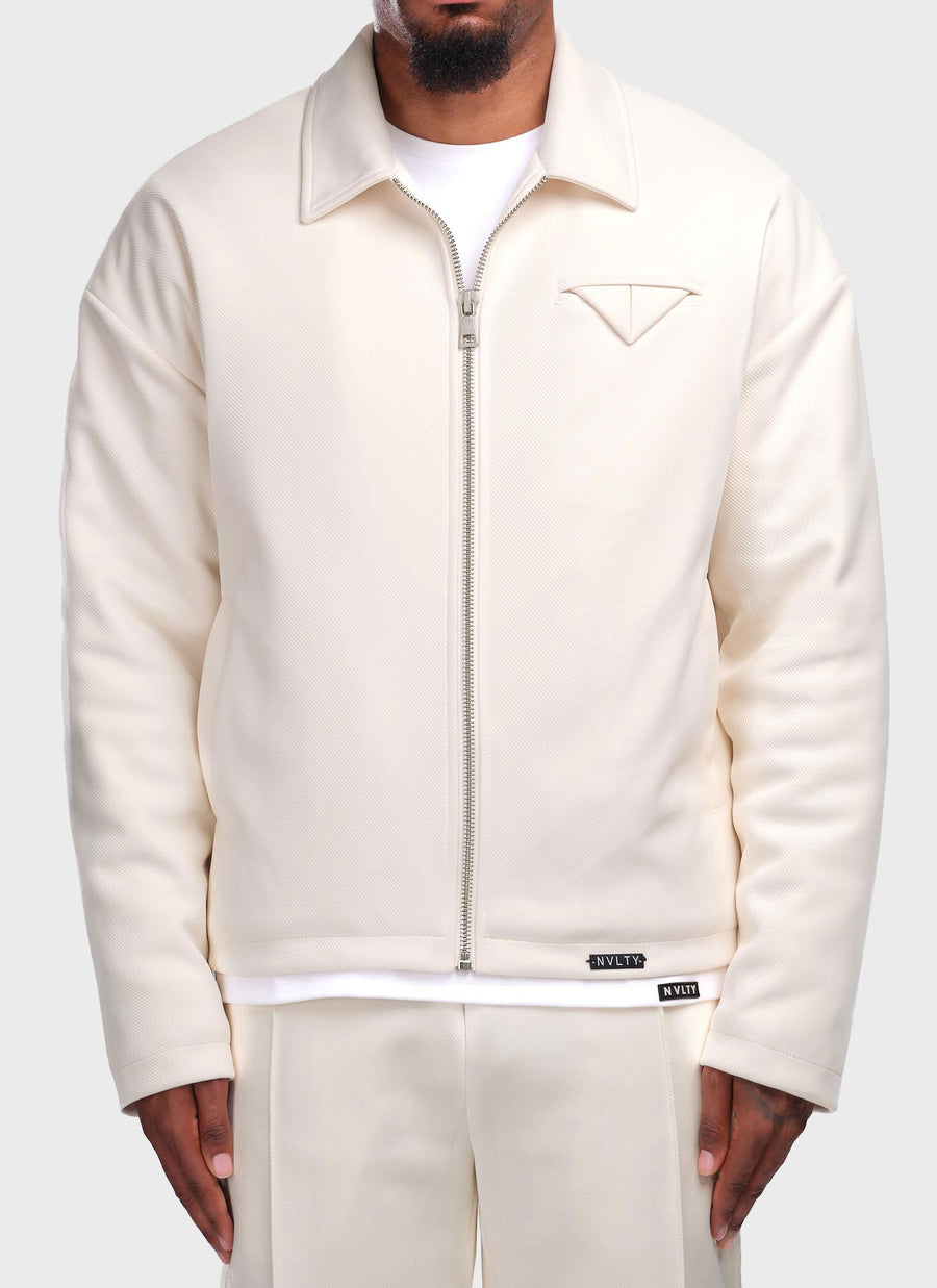 Twill Pocket Square Jacket - Ivory