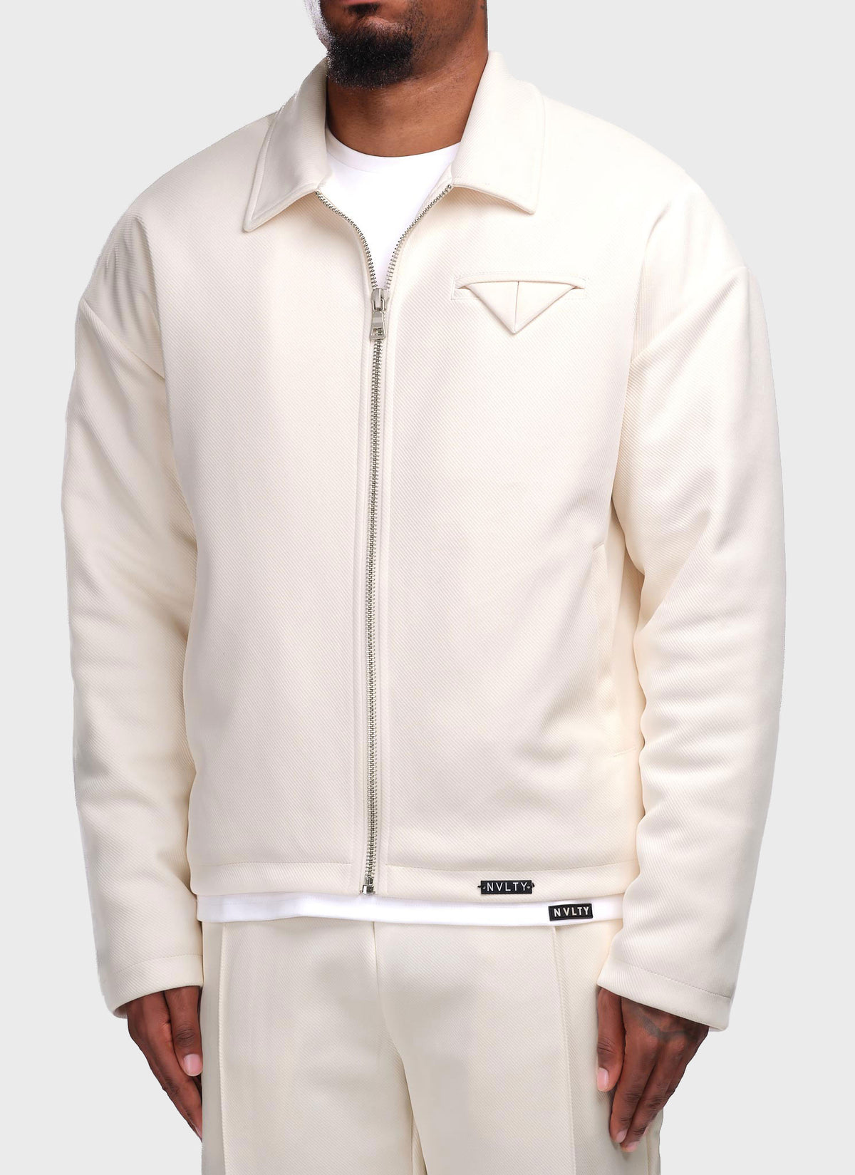 Twill Pocket Square Jacket - Ivory