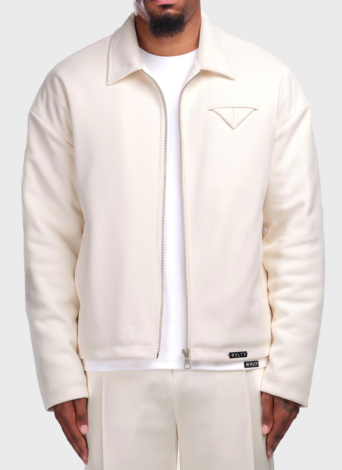 Twill Pocket Square Jacket - Ivory