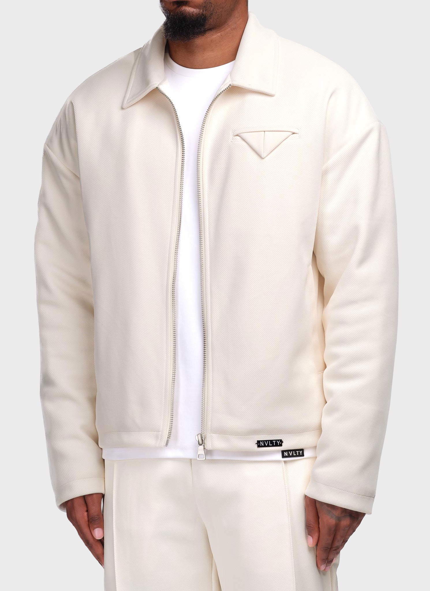Twill Pocket Square Jacket - Ivory