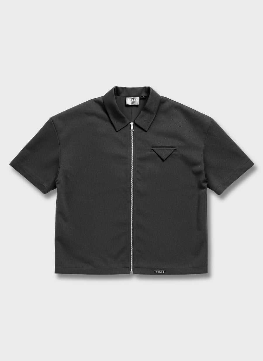 Twill Pocket Square Shirt - Black