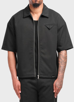 Twill Pocket Square Shirt - Black