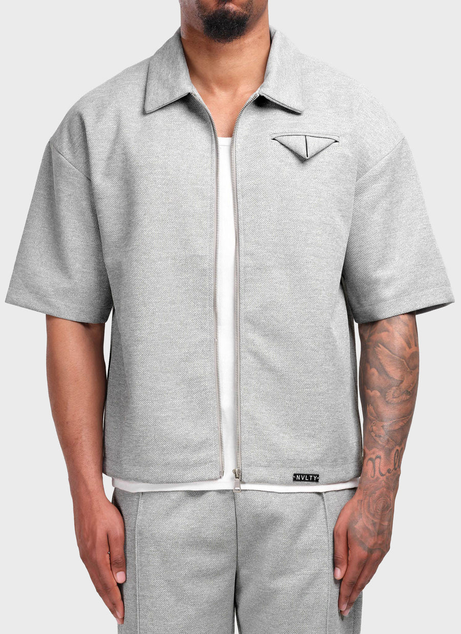 Twill Pocket Square Shirt - Grey
