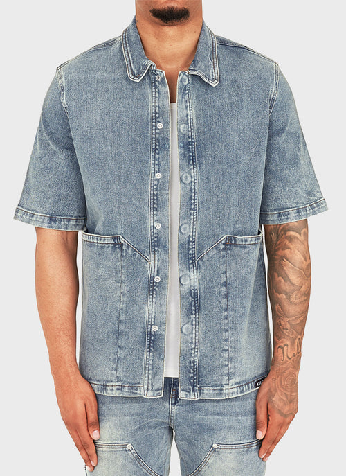 Vintage Carpenter Denim Shirt - Blue