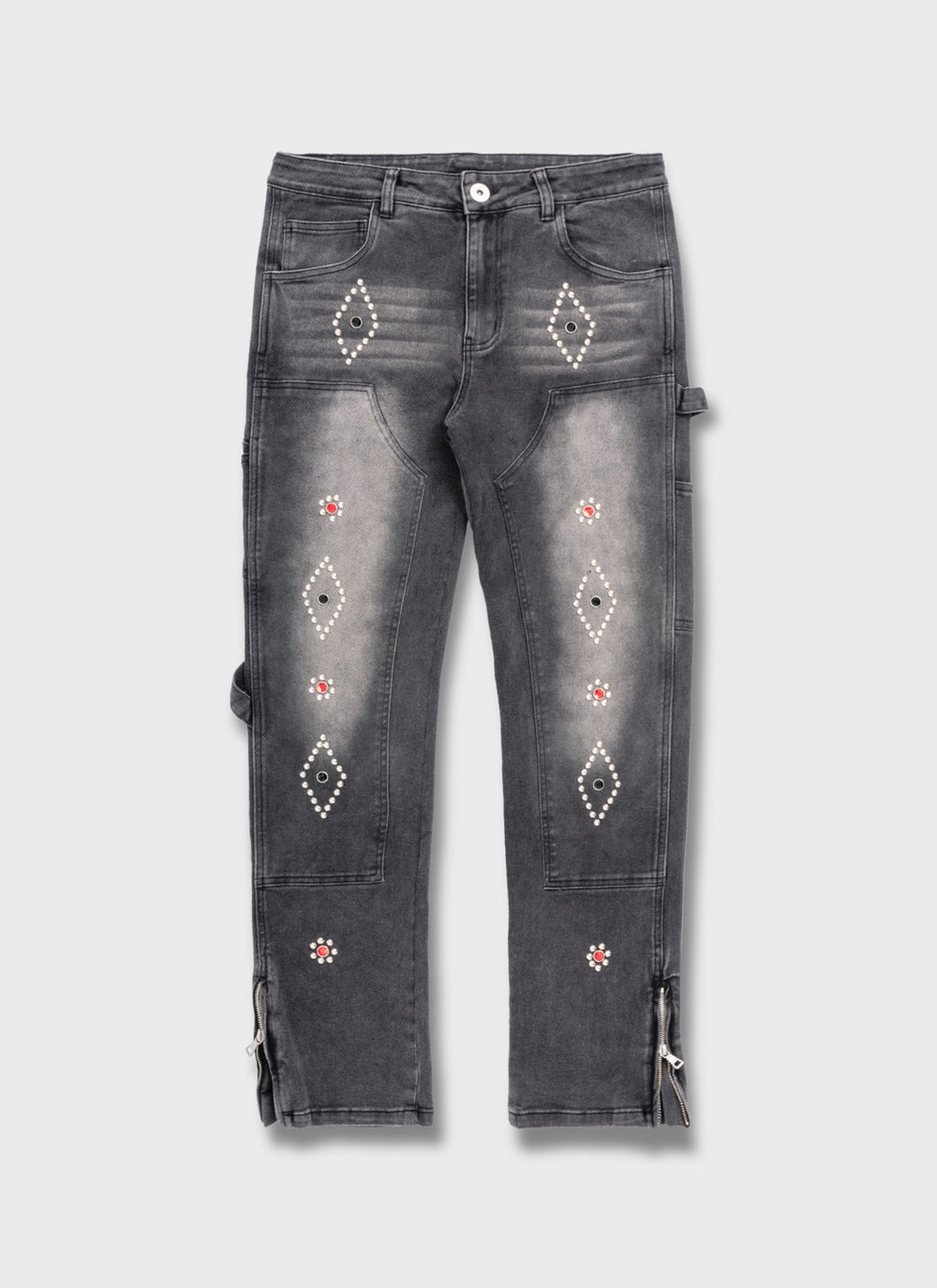 Vintage Carpenter Studded Jeans - Black
