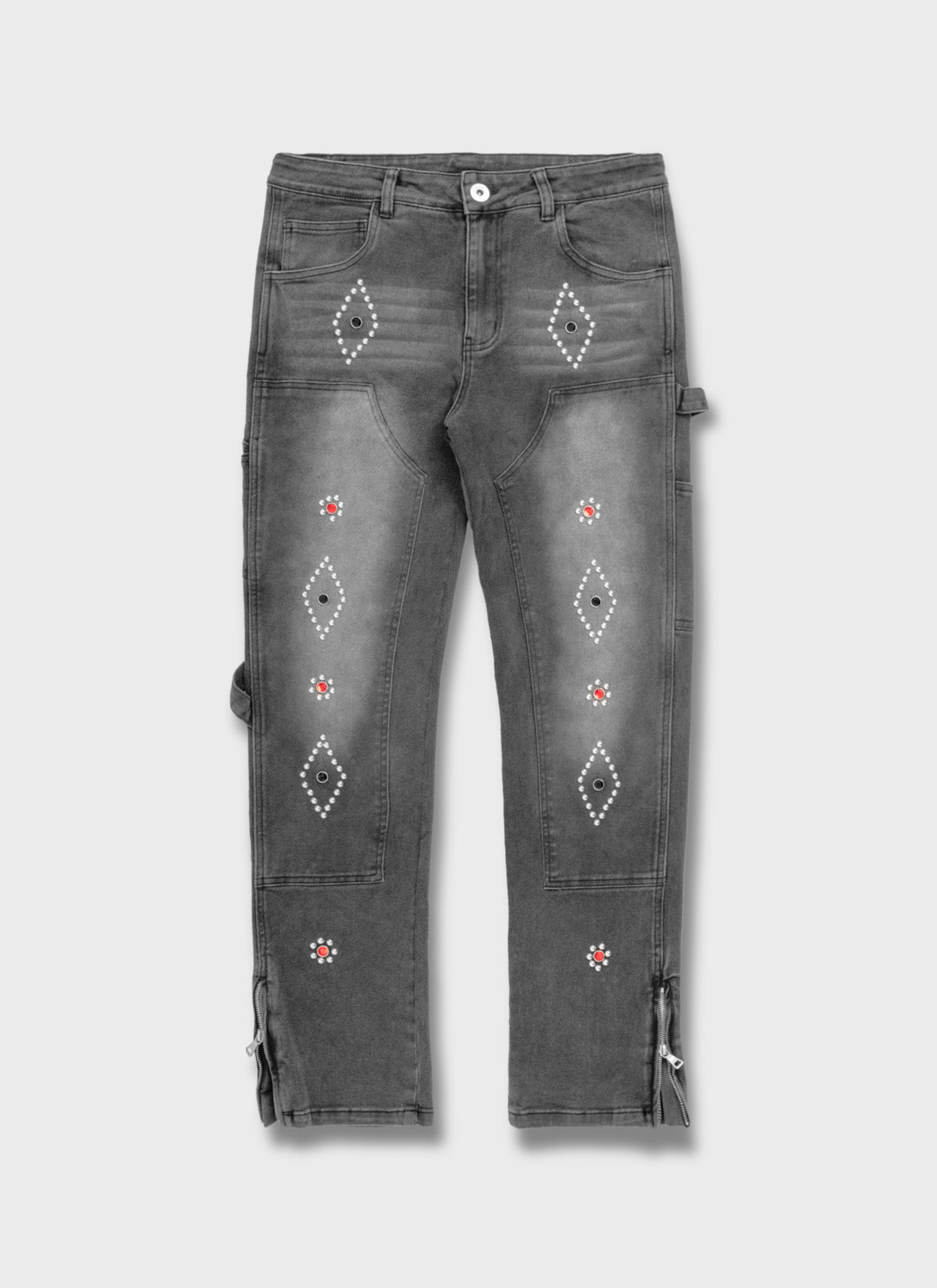 Vintage Carpenter Studded Jeans - Black
