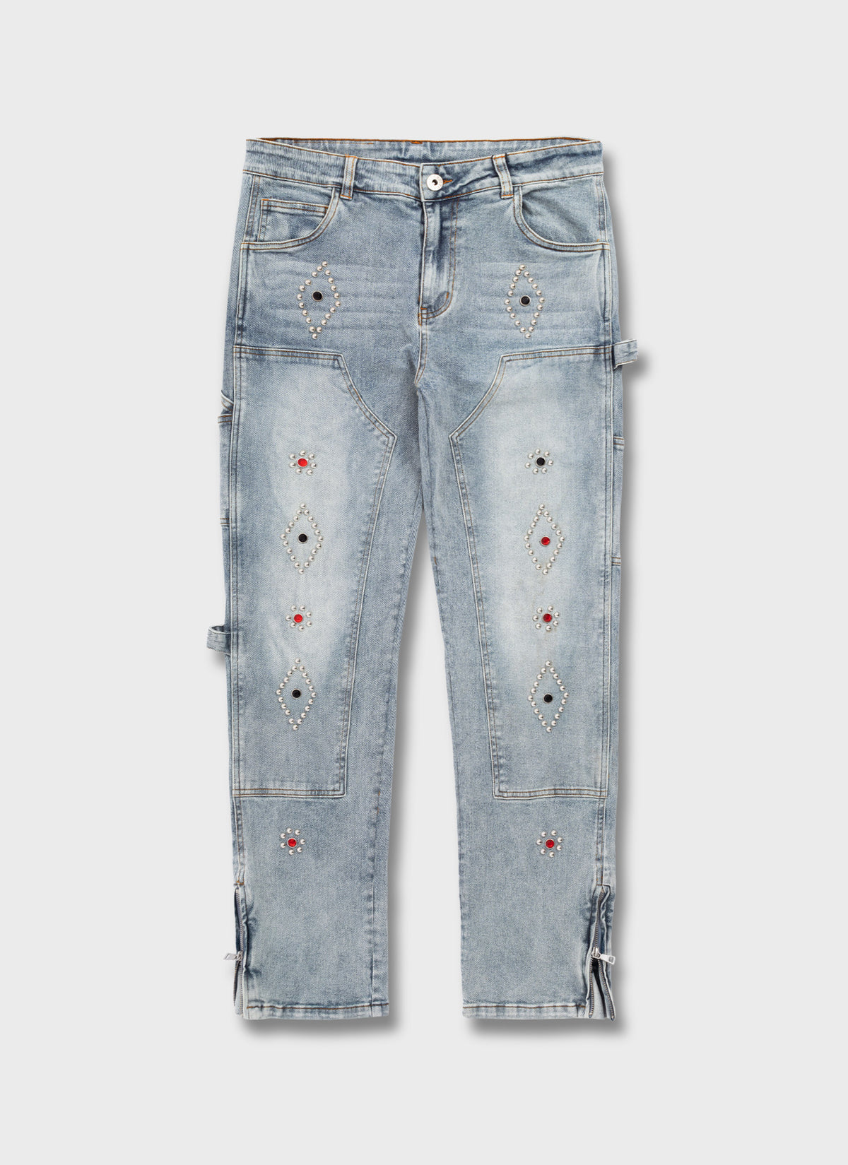 Vintage Carpenter Studded Jeans - Blue
