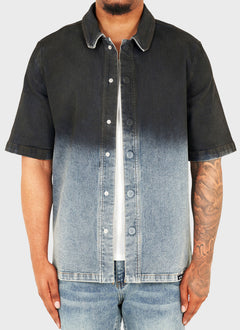 Vintage Deep Fade Denim Shirt - Blue