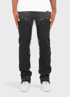 Vintage Flare Carpenter Paint Jeans - Black