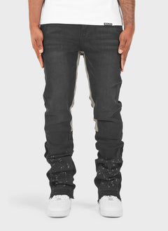 Vintage Flare Paint Jeans - Black