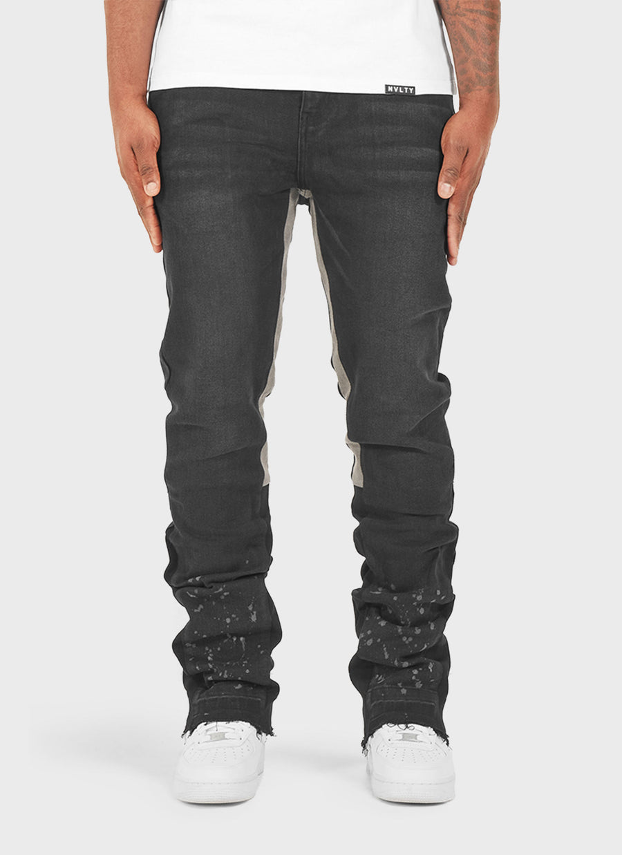 Vintage Flare Paint Jeans - Black