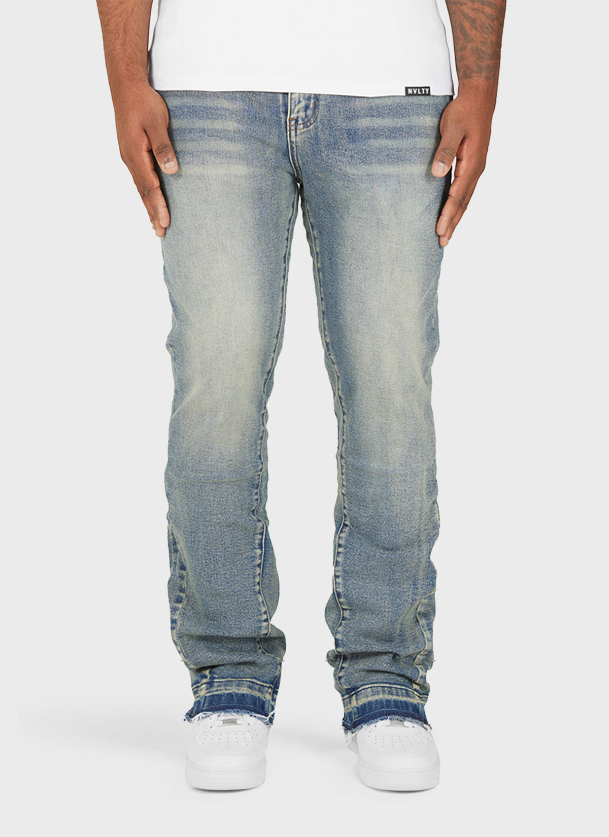 Vintage Flare Washed Jeans - Blue