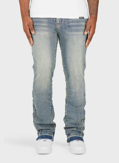 Vintage Flare Washed Jeans - Blue