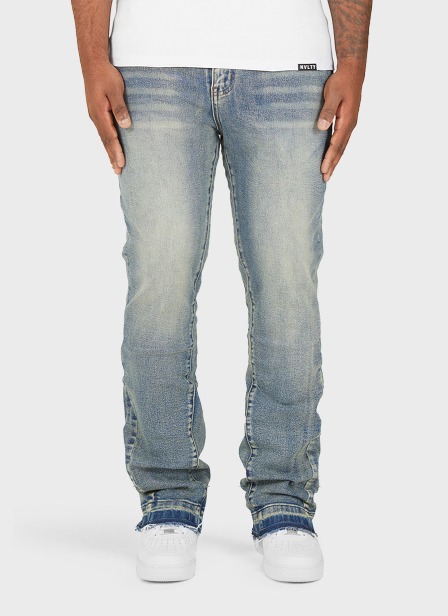 Vintage Flare Washed Jeans - Blue