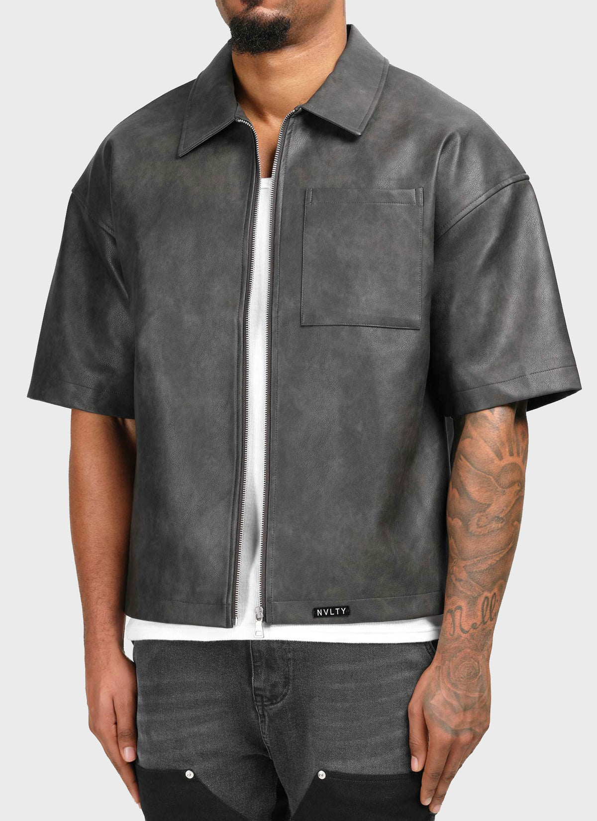 Vintage Heavyweight Leather Shirt - Black