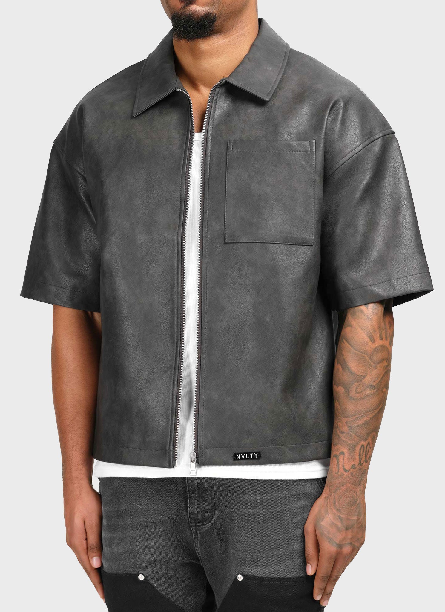 Vintage Heavyweight Leather Shirt - Black