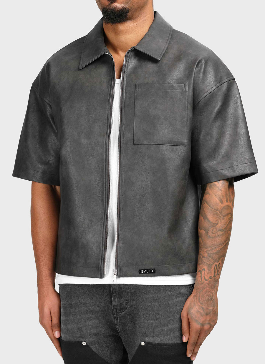 Vintage Heavyweight Leather Shirt - Black