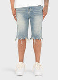 Vintage Raw Hem Denim Shorts - Blue