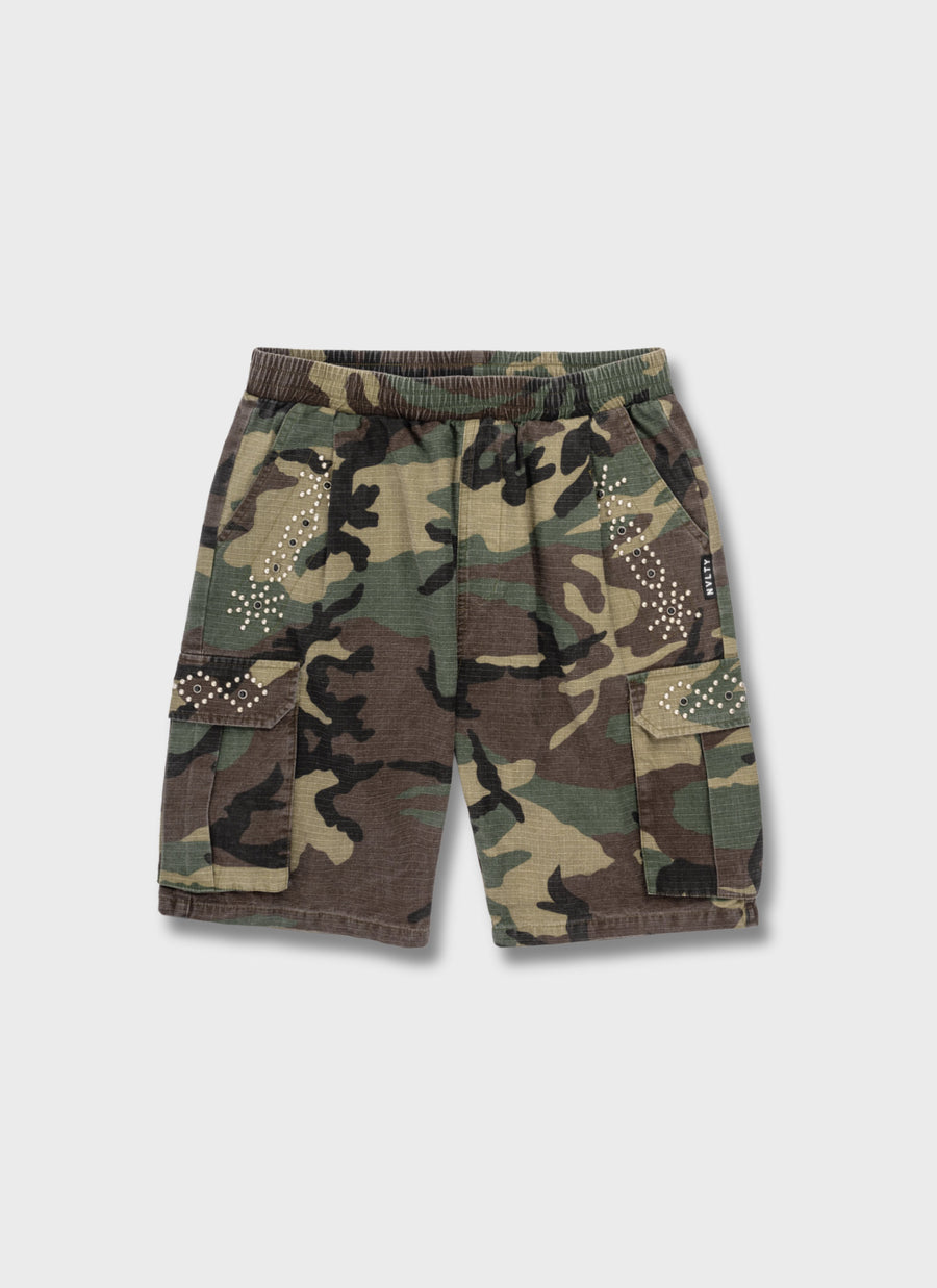 Vintage Studded Cargo Shorts - Camo