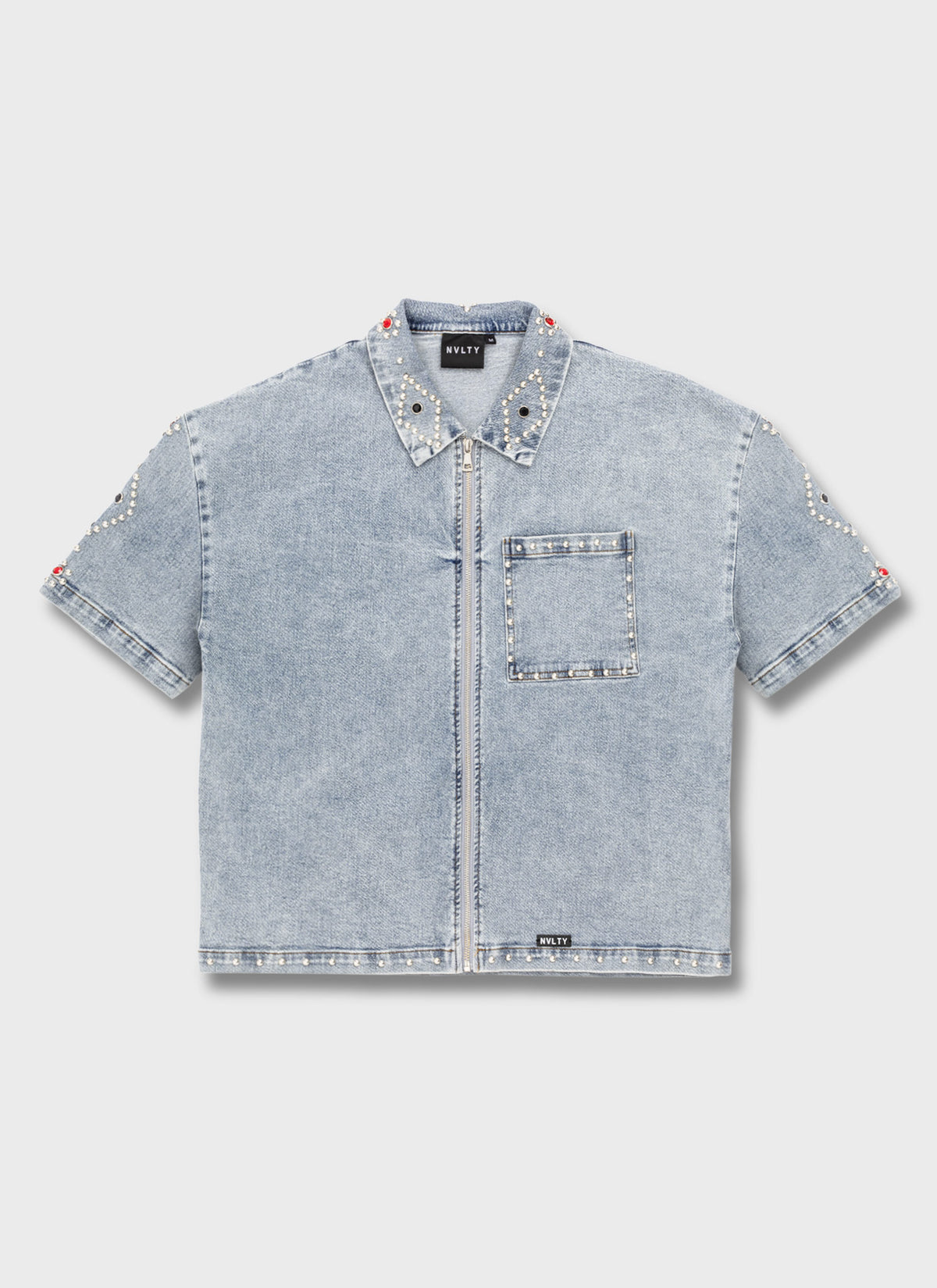 Vintage Studded Denim Shirt - Blue