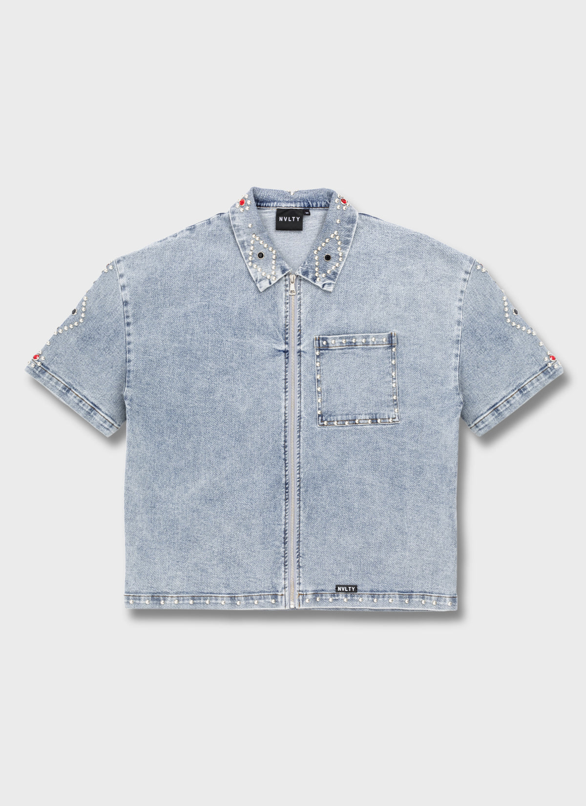 Vintage Studded Denim Shirt - Blue