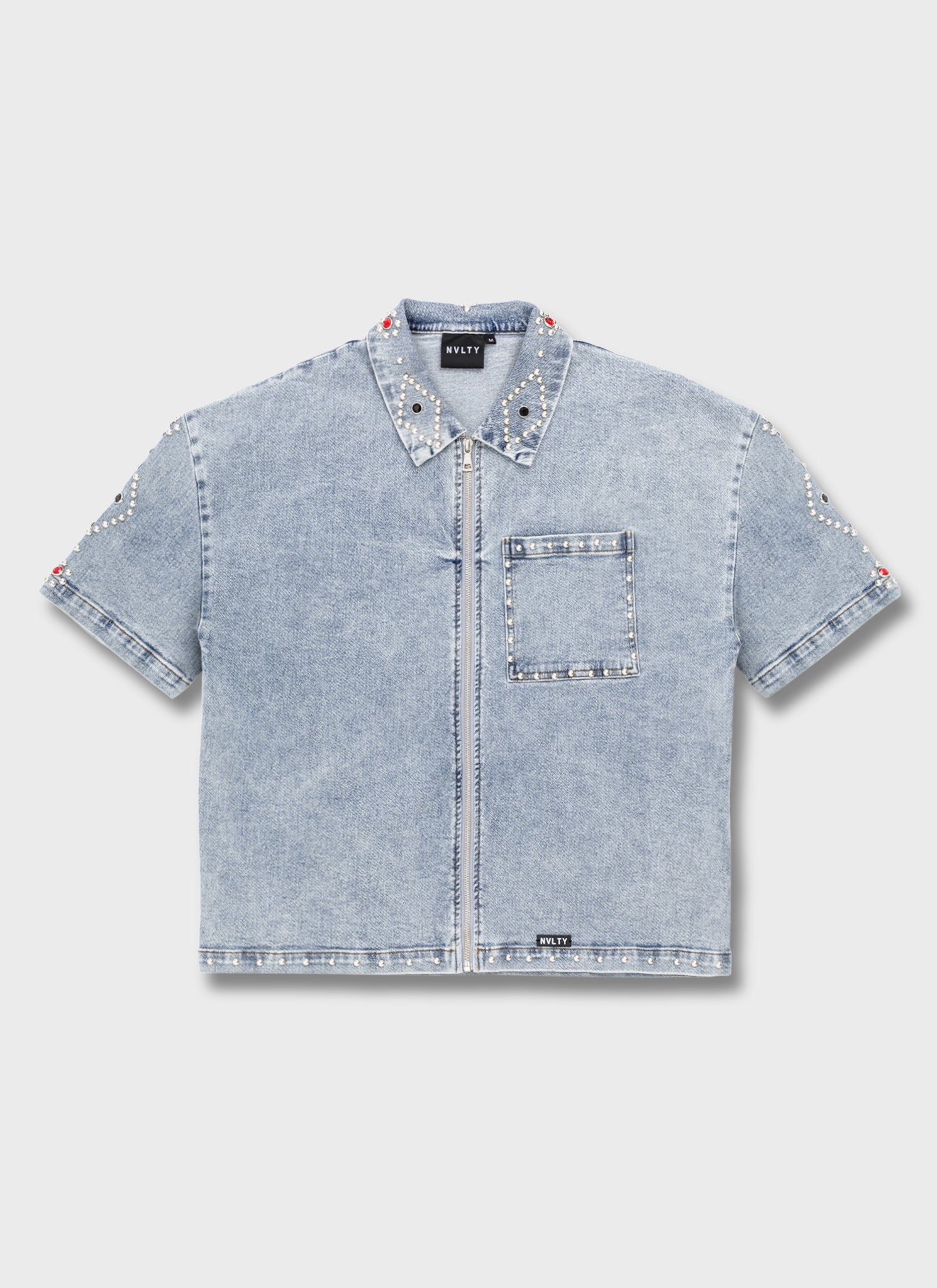 Vintage Studded Denim Shirt - Blue