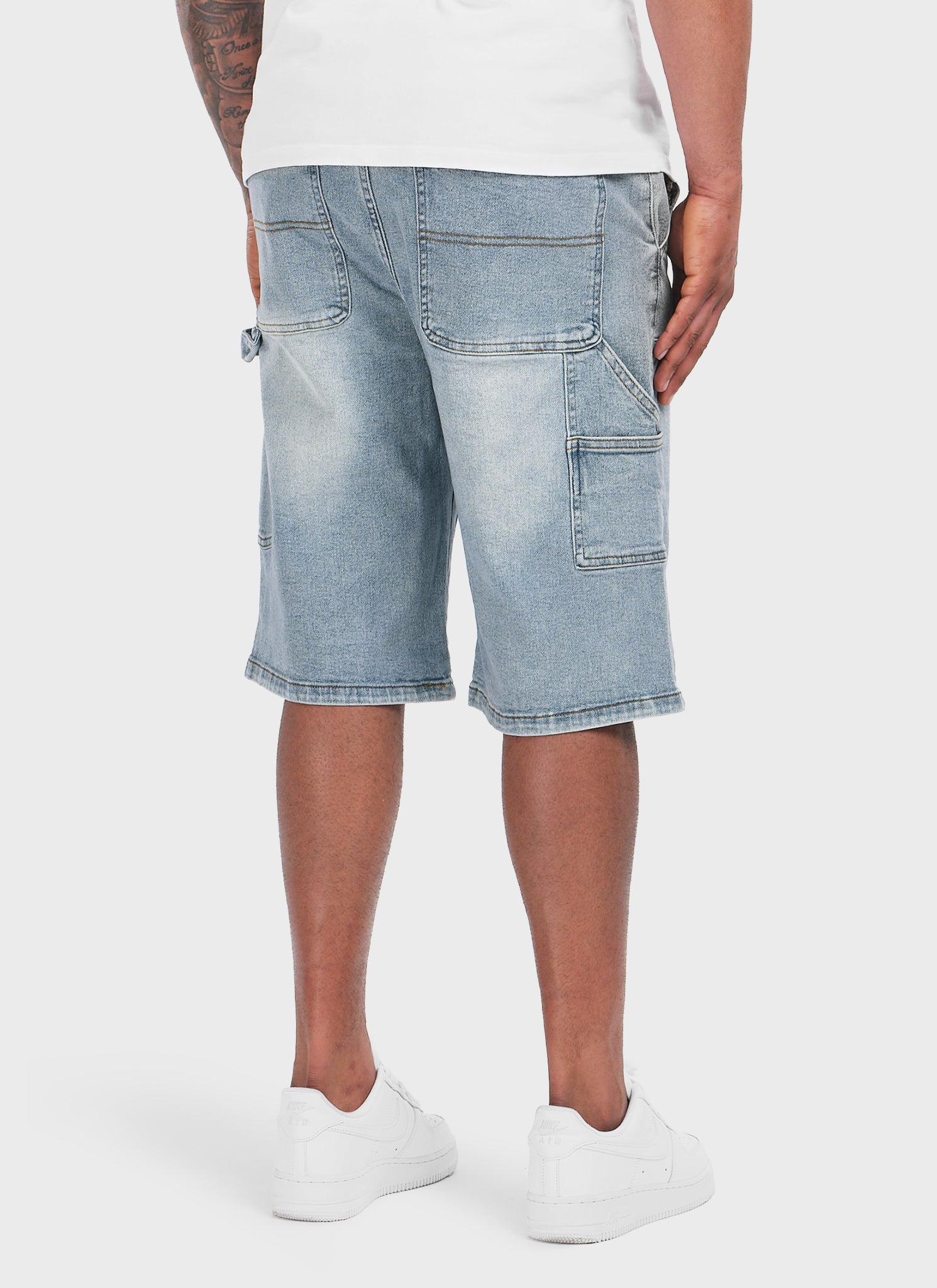 Vintage Carpenter Studded Denim Shorts - Blue