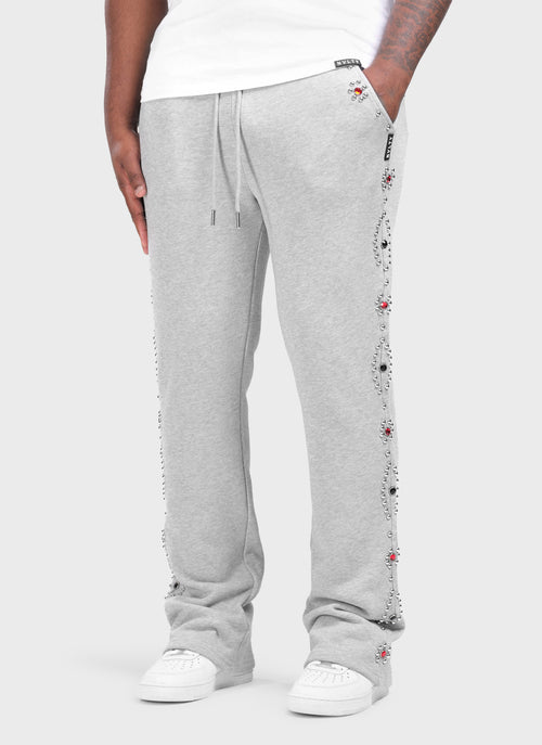 Vintage Studded Flare Joggers - Grey