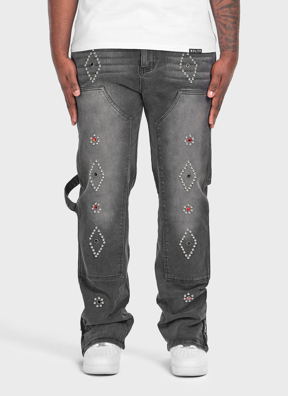 Vintage Carpenter Studded Jeans - Black