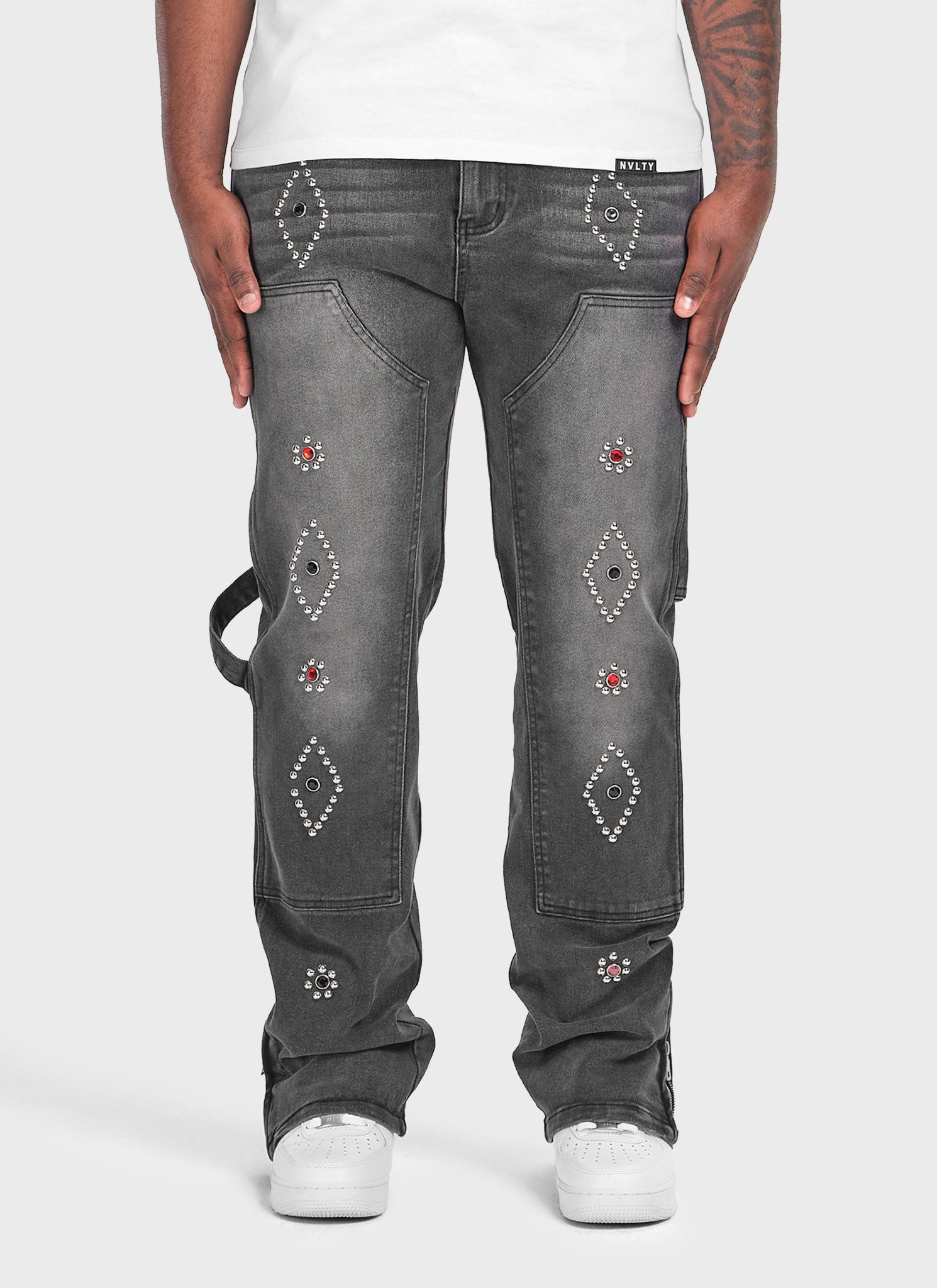 Vintage Carpenter Studded Jeans - Black